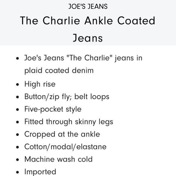 JOE’S Jeans The Charlie Coated High Rise Skinny Jeans Butterscotch Check Size 28 - Picture 15 of 15